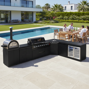 JOYEDA Módulo de Cocina Exterior para Jardín con Mesa, Cajones, Parrillas, Luces y Equipo para Pizza, con Estructura de Piedra para Barbacoa, Ideal para Verano - Product Image 6