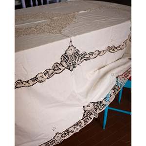 Mantel de Lino Burano con Encaje, Ecológico, de PEVA, Rectangular, Cuadrado, con Diseño Estampado y Bordado para Hoteles, Restaurantes, Navidad - Product Image 3
