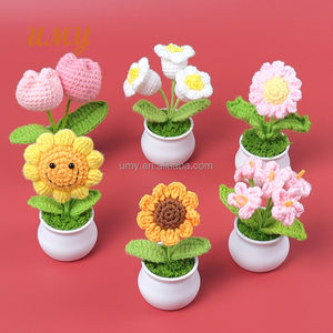 Flores de Ganchillo de <span class=keywords><strong>Lana</strong></span> Piante, Listas para Usar, Venta al por Mayor, Navidad, Graduación, Año Nuevo Chino, con Flores y Hojas - Product Image 1