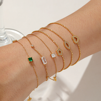 Bracelet à maillons en acier inoxydable plaqué or 18 carats pour femme, tendance, avec zircon exquis en forme de cœur, double rangée de perles – Grande Vente