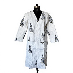 Floral Quilted Botanical Print Bohemian Casual Dresses Open-Front <b>Floor</b>-<b>Length</b> <b>Coat</b> with Batwing Sleeves - Product Image 2