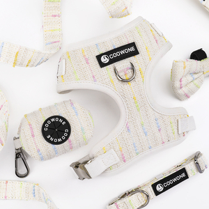 Colliers pour animaux de compagnie personnalisés de luxe en tweed réglables anti-traction, harnais et laisse pour chien - Product Image 4
