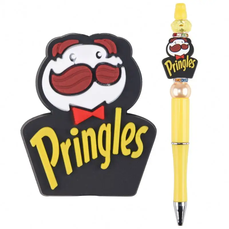 Penjualan laris pena bolpoin manik-manik kreatif pulpen tinta Logo kustom perlengkapan sekolah pena silikon plastik