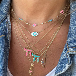 18 Karat vergoldet Bling Mode Damen Schmuck Set Micro Pave 5A CZ Türkisch Evil Eye Hamsa Star Multi Emaille Halskette Armband - Product Image 1
