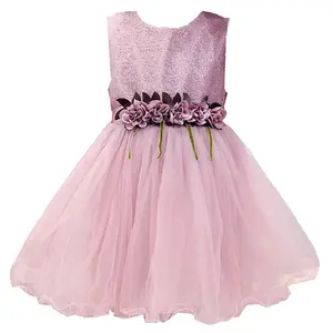 Летние платья для девочек высокого качества, лидер продаж, детская розовая юбка без рукавов с цветочным принтом, на заказ