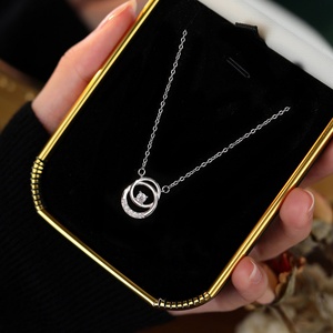 Collier en acier inoxydable tendance 2024 pour femmes, pendentif en cristal de haute qualité, cadeau en argent - Product Image 2