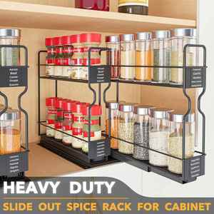 Carbon Steel Double Tier Rust Resistant Modern Storage Holders <b>Racks</b> Spice <b>Racks</b> <b>Kitchen</b> Under Sink Organizers Sliding Drawer - Product Image 1