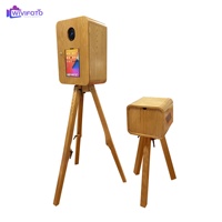 Photobooth Appareil Photo Reflex Numérique Écran 18,5 Pouces Couleur Bois pour Fête Mariage, Prix Cabine Photo Vintage en Bois