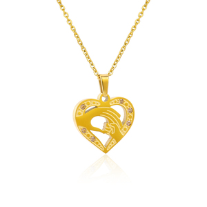 Collar con colgante de corazón chapado en oro 304 316 con circonita cúbica, joyería romántica para mujer, regalo de compromiso - Product Image 3