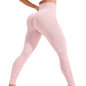 Nouvel Arrivage Leggings de Yoga Sans Couture Taille Haute pour Femme, Coupe Ajustée, Motif Léopard, Décolleté en V Profond à la Taille, Tendance pour l'Entraînement - Product Image 4