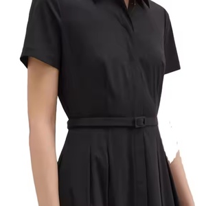 Nouvelle Arrivée Robe Longue d'Été Personnalisable à Motif Uni en Coton Respirant Plissée Tendance pour Femmes - Product Image 3