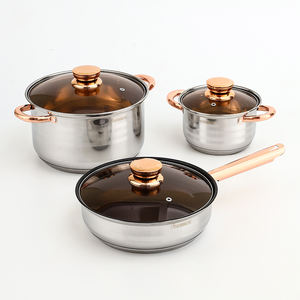 Vente en gros d'ustensiles de cuisine pour la maison Marmite en acier inoxydable <span class=keywords><strong>capsule</strong></span> dorée 12 pièces Batterie de cuisine antiadhésive <span class=keywords><strong>avec</strong></span> couvercle en verre - Product Image 3