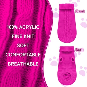 Pull tricoté personnalisable pour chien, col roulé, vêtements d'hiver tendance pour animaux de compagnie, manteau doux et chaud pour chiot, vêtements pour chat, rouge <span class=keywords><strong>rose</strong></span> - Product Image 3