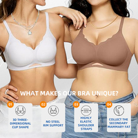 Soutien-gorge en soie sans couture pour femme, sans armatures, push-up, bretelles réglables, confortable pour le quotidien, doux pour la peau, grandes tailles disponibles