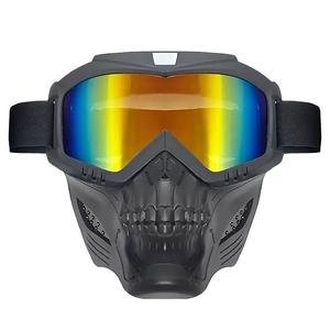 Masque de moto rétro intégré avec lunettes de protection pour le vent et le miroir - Product Image 1