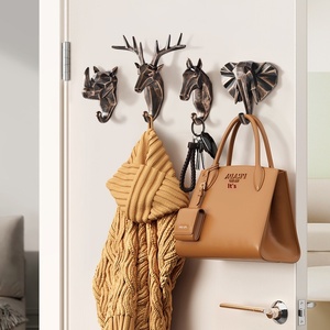 <span class=keywords><strong>Tête</strong></span> de cerf en résine écologique créative, fixation murale, design moderne, clé de manteau et crochets à vêtements de style animal sans poinçon - Product Image 3