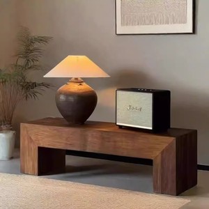 Banco Largo Multifuncional de Madera Maciza de Estilo Vintage, para Hogar, Estilo Wabi-Sabi, Mesa de Centro para Sala de Estar, <span class=keywords><strong>Taburete</strong></span> Creativo para Hotel - Product Image 2