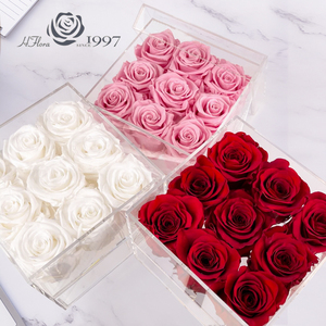 Quảng trường acrylic bảo quản hoa hồng hộp Cưới Valentine của mẹ ngày kỷ niệm sinh nhật tốt nghiệp quà tặng hoa vĩnh cửu bó hoa - Product Image 1