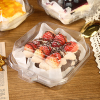 Boîte d'emballage alimentaire jetable en plastique PET transparente carrée pour tiramisu, gâteau à la mousse, beurre, gâteau de riz