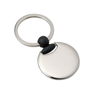 Stainless Steel Round Keychain With Black <b>Hook</b> Metal Key Chain - Product Image 1