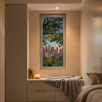 Ventana Abatible de Aluminio Moderna SAYYAS JE86-IW, Doble Acristalamiento, Resistente a Huracanes, Alta Seguridad, Ahorro Energético, para Oficinas, Apartamentos y Hoteles