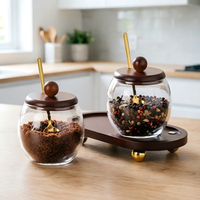 Vintage Glass Spice Jar Set Home Kitchen Aesthetic Seasoning Jars with Lids Container Salt Jar Storage Organizer