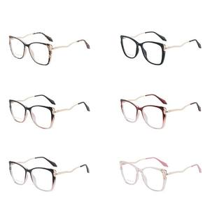 Gafas de ojo de gato Tr87056, montura completa, protección contra luz azul, unisex, patillas metálicas con resorte, lentes AC - Product Image 1