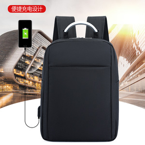 Laptop <b>Backpack</b> <b>Large</b> Capacity Water Resistant USB Port Unisex Business Travel Solid Color Durable Breathable - Product Image 3