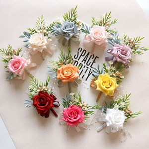 Broche de Rosa Artificial em Tecido, Corsage de Pulso, Flor de Lapela para Negócios, Festividades e Cerimônias, Acessório de Casamento Estilo Floresta XS048 - Product Image 4