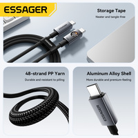 Cable USB-C a USB-C ESSAGER ES-X89 con Pantalla LED, Trenzado, para Teléfono y Laptop, 5A PD 100W, Carga Rápida, Cable de Datos USB-C para iPhone y Samsung