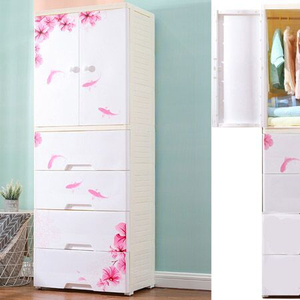 2 Open Door 5 Layer Drawer <strong>Plastic</strong> Clothes Storage <strong>Cupboard</strong> - Product Image 1