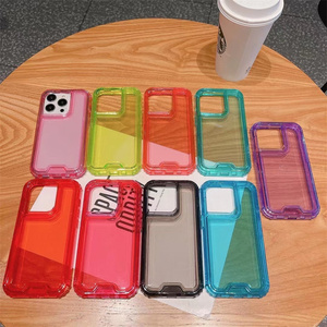 Custodia protettiva ibrida 3 in 1 per <span class=keywords><strong>iPhone</strong></span> 15 14 13 12 11 Pro Max custodia rigida posteriore 360 antiurto in acrilico trasparente per telefono - Product Image 2