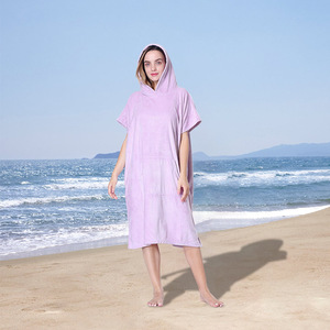 MU <span class=keywords><strong>Poncho</strong></span> de plage en coton à séchage rapide personnalisé pour adultes Serviette de plage à capuche <span class=keywords><strong>Poncho</strong></span> Serviette de plage à capuche pour femmes - Product Image 3