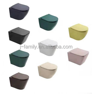 Small Size Apartment European P-trap Rimless Flushing Matt Glazed <strong>Black</strong> White Wall Hung <strong>Toilet</strong> With UF/pp Seat Cover - Product Image 6