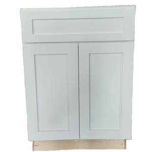 Puerta de coctelera blanca de madera maciza de diseño moderno Americano, armario de cocina, fregadero de MDF, bisagra, grifo, cajón, cesta, salpicadero de granito - Product Image 1