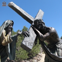 Sculpture de crucifixion en bronze, statue religieuse de Jésus sur la croix, art chrétien, vente en gros, décoration extérieure pour église et commémoration