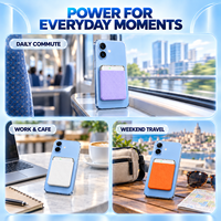 Mini batterie externe magnétique colorée 10000mAh 15W sans fil 22.5W filaire avec LED pour les trajets quotidiens et les voyages