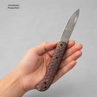 Couteau à fruits pliant rétro à motif Damas avec motif écailles de dragon, petit format portable pour usage domestique et extérieur, modèle S2