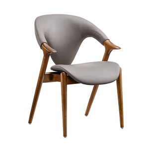 Modern <b>Dining</b> <b>Chair</b> with Curved Wood Armrest Upholstered Fabric Seat Swivel Design & Wood Legs for Home <b>Dining</b> Room & Kitchen - Product Image 1