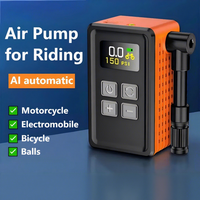 Fahrradluftpumpe, automatischer Inflator mit Mini-Größe, 36 mm, 3–150 Psi, LED-Licht, Bildschirmanzeige für Motorrad/Fahrrad/Elektrofahrzeug