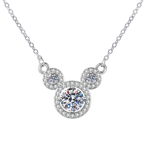 Collier de mode féminin en gros, pendentif en acier titane tête de Mickey, chaînes tendance avec zircon, motif animal pour jeunes femmes - Product Image 6