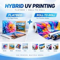 Imprimante UV hybride à plat de 1,8 m (Epson I3200 / Ricoh G6) avec impression automatique sur matériaux durs tels que l'acrylique et fonctionnalité rouleau-à-rouleau