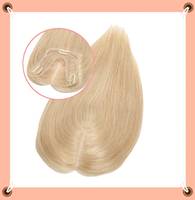 Topper de cheveux 100% Remy vierges naturels avec base en dentelle blonde, extensions capillaires pour femmes, postiches lisses de qualité indienne à clips
