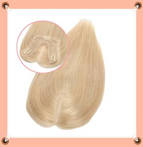 Mái tóc nối đỉnh đầu 100% tóc người Remy nguyên chất với đế ren màu vàng hoe, dành cho nữ, tóc nối Ấn Độ, kiểu thẳng, kẹp cài. - Product Image 6