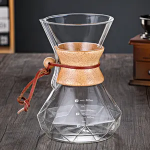 Tampa de gotejamento, suporte de 6-copo clássico da série vork chaleira 1-3 de madeira pescoço de vidro com 4 copos de café 800 ml