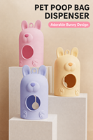 Distributeur de sacs à déjections canines en silicone avec oreilles de lapin mignonnes et mousqueton pour la promenade des chiens en extérieur