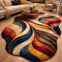 Tapis moderne abstrait, tapis coloré de forme irrégulière, tapis doux et moelleux, tapis artistique contemporain pour salon, chambre à coucher