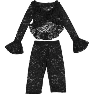 GX5596 Butik Pakaian Seksi Modis Street Wear Elegan Atasan Lengan Panjang Transparan Berbahan Renda dan Celana Pendek Wanita Set 2 Potong - Product Image 6