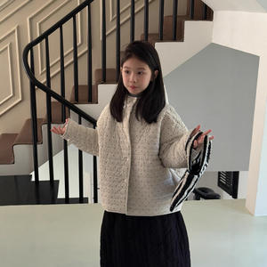 Manteau pour bébé <span class=keywords><strong>fille</strong></span>, automne et hiver 2025, style coréen, à pois, à capuche, en coton teint en pièce, épais, veste courte matelassée, vêtements d'extérieur - Product Image 3
