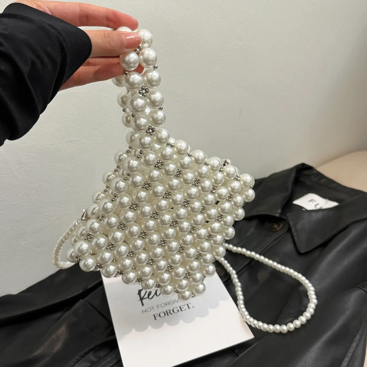Borsa di perle per le donne Mini borsa a tracolla gioiello borsa da donna da polso rossetto borsa da polso pochette cosmetica per feste